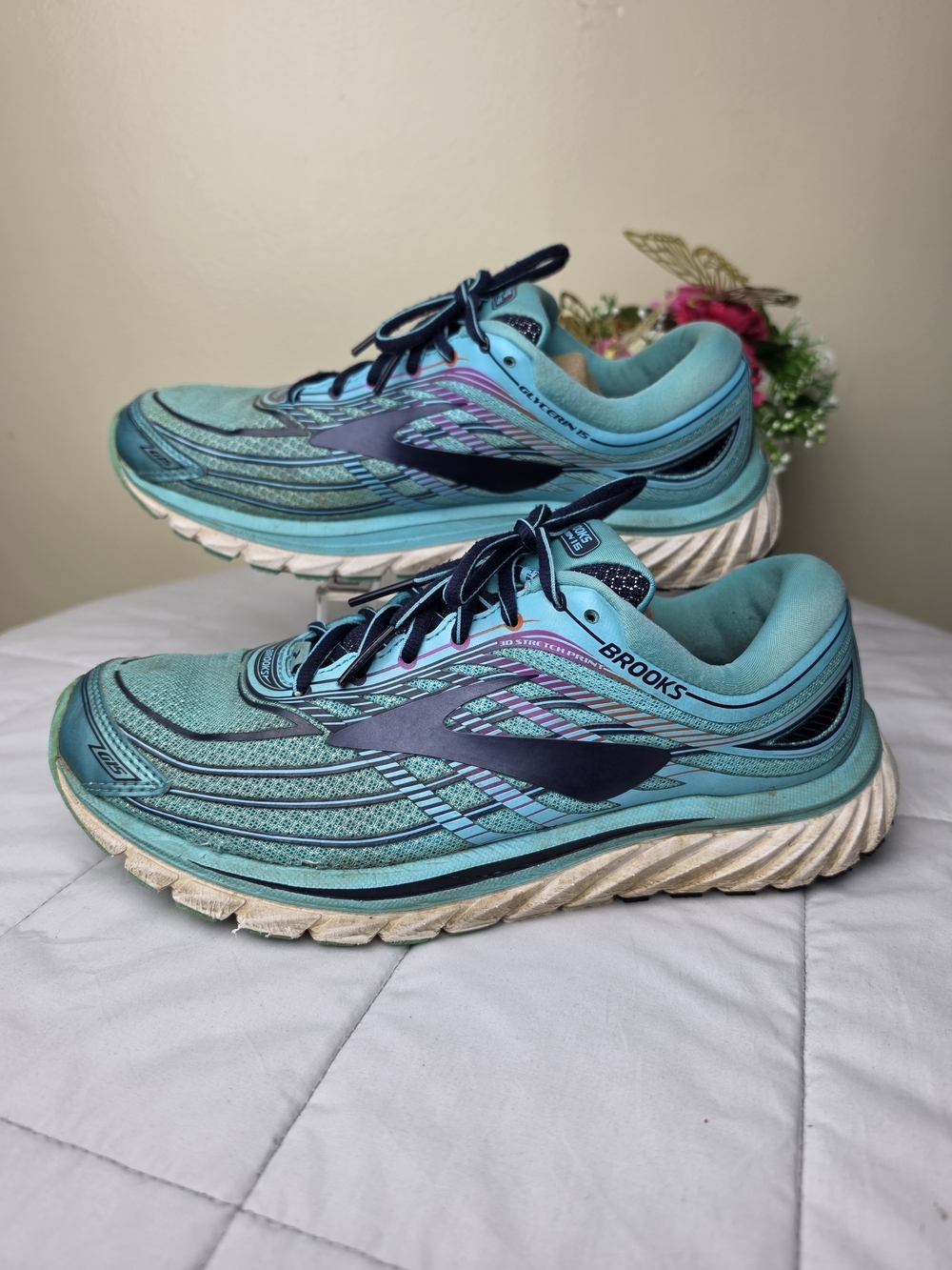 Brooks Glycerin 15 Teal Blue Running Shoes Womens 10